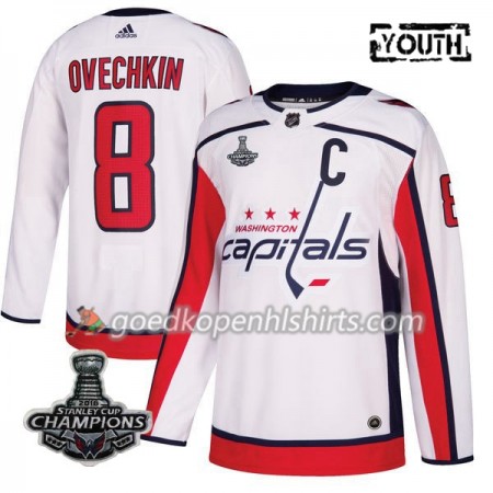 Washington Capitals Alex Ovechkin 8 2018 Stanley Cup Champions Adidas Wit Authentic Shirt - Kinderen